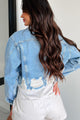 Cairo Distressed Denim Crop Jacket (Medium Denim)