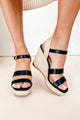 Lavina Espadrille Wedge Heeled Sandal (Black) - NanaMacs