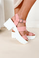 Takes Two To Tango Chunky Platform Sandals (Pink) - NanaMacs