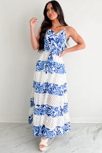 Women's Only Ever You Eyelet Lace Tiered Maxi Dress in Blue - Size M Women's Only Ever You Eyelet Lace Tiered Maxi Dress in Blue - Size M