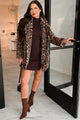 Feline Fine Leopard Faux Fur Coat (Taupe)