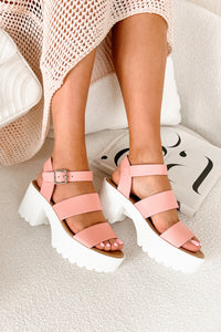 Takes Two To Tango Chunky Platform Sandals (Pink) - NanaMacs