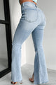 Calliope High Rise Split Hem Risen Flare Jeans (Light) - NanaMacs
