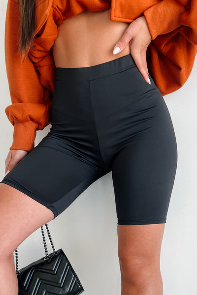 Hustle For The Muscle High Waist Biker Shorts (Black) - NanaMacs