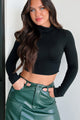 Chic Example Long Sleeve Cowl Neck Top (Black)