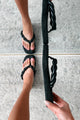 Stepping Into Summer Braided Thong Espadrille Sandal (Black) - NanaMacs