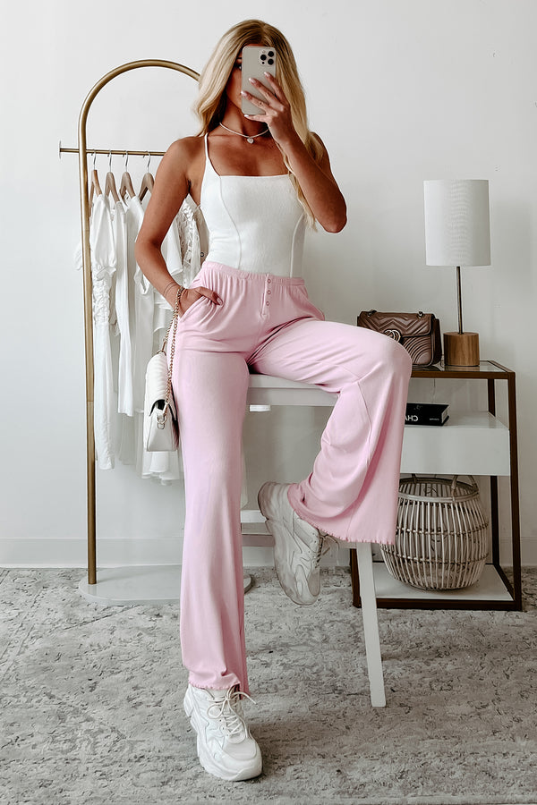 All Tuckered Out Ribbed Lounge Pants (Cool Pink) - NanaMacs