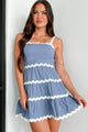 Easily Endearing Rick Rack Trim Mini Dress (Blue/White) - NanaMacs