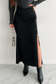 Aim To Succeed Button Detail Satin Maxi Skirt (Black) - NanaMacs