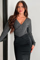 Kaelin Long Sleeve Surplice Bodysuit (Charcoal) - NanaMacs