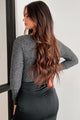 Kaelin Long Sleeve Surplice Bodysuit (Charcoal) - NanaMacs