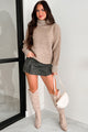 Cabin Cutie Cowl Neck Sweater (Taupe) - NanaMacs