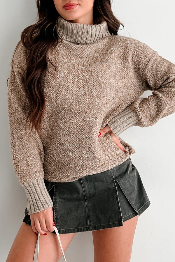 Cabin Cutie Cowl Neck Sweater (Taupe) - NanaMacs