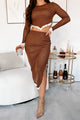 Don't Take It Personally Layered Mesh Midi Skirt (Brown) - NanaMacs