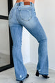 Lost Cause Mid-Rise Vintage Wash Distressed Flare Jeans (Vintage) - NanaMacs