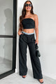 Influenced By You Denim Banded Wide Leg Pant (Black) - NanaMacs