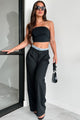 Influenced By You Denim Banded Wide Leg Pant (Black) - NanaMacs