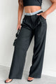 Influenced By You Denim Banded Wide Leg Pant (Black) - NanaMacs