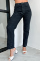 Always Relevant Embellished Straight Leg Jeans (Washed Black) - NanaMacs