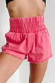 Lorna High Waist Washed Twill Shorts (Hot Pink) - NanaMacs
