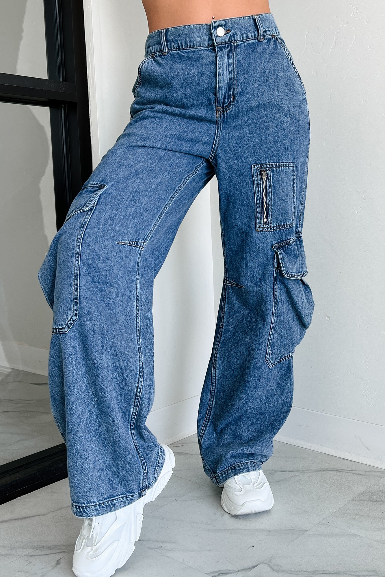 Summit Baggy Cargo Jeans (Dark Denim) · NanaMacs