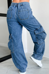 Summit Baggy Cargo Jeans (Dark Denim) - NanaMacs