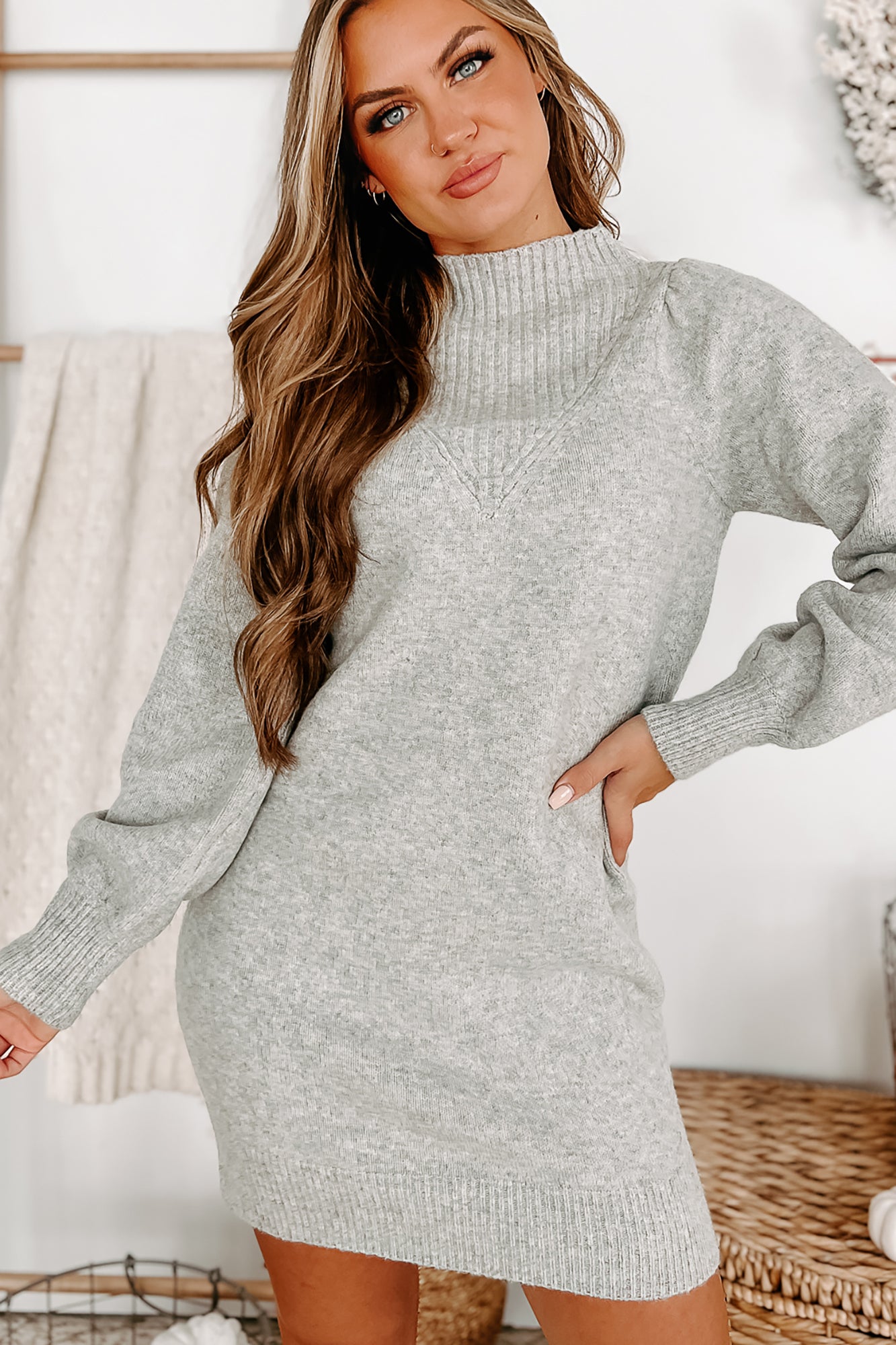 Blair Mini Sweater Dress (Grey) - NanaMacs