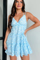 Undoubtedly Sweet Floral Mini Dress (White Blue Floral) - NanaMacs