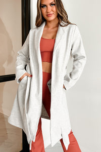 Crisp Evenings Lightweight Belted Coat (Light Grey) - NanaMacs