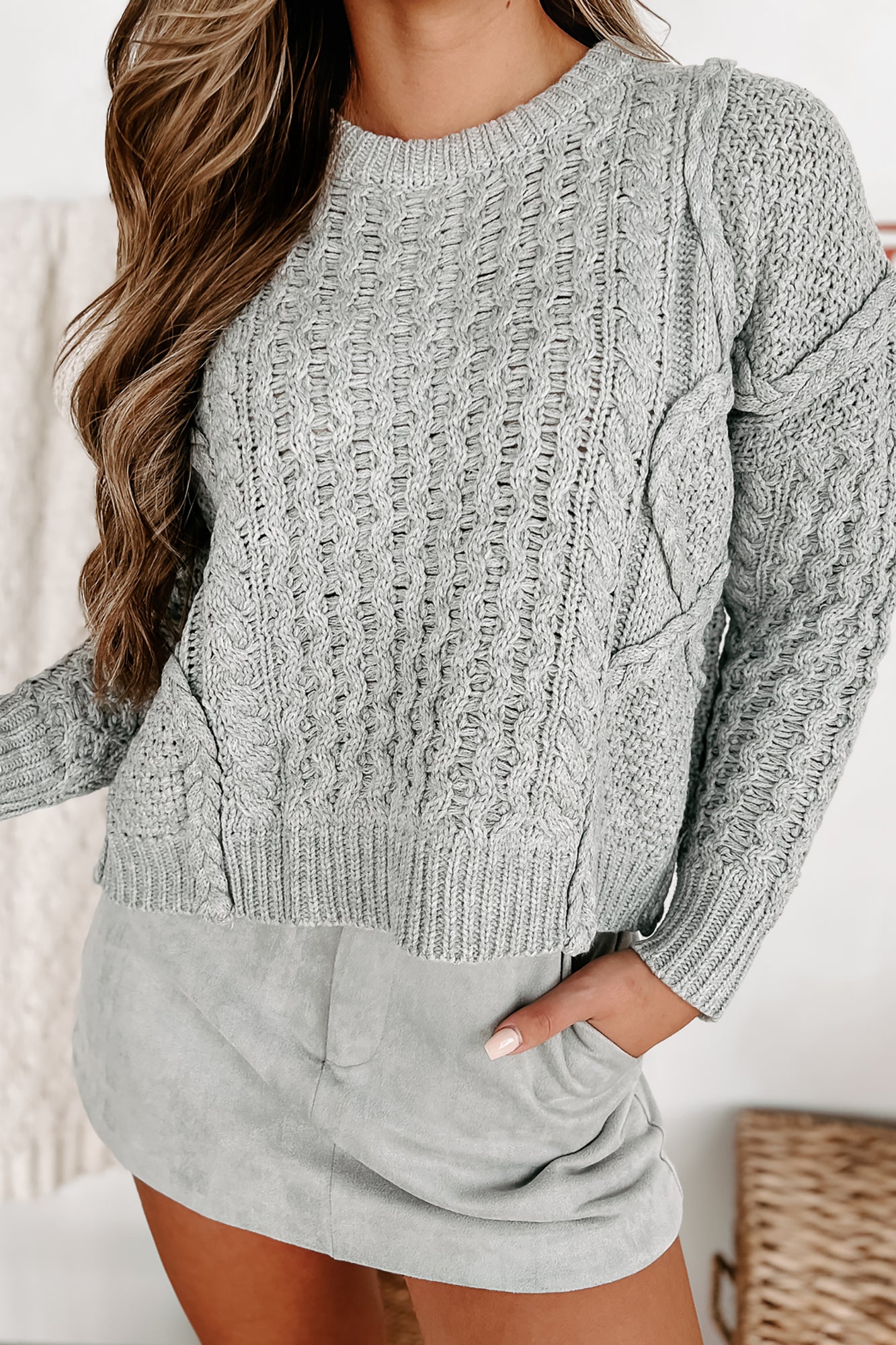Nantucket Chill Cable Knit Sweater (Heather Grey) - NanaMacs