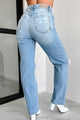 Monty High Rise Distressed Cello Dad Jeans (Light Denim) - NanaMacs