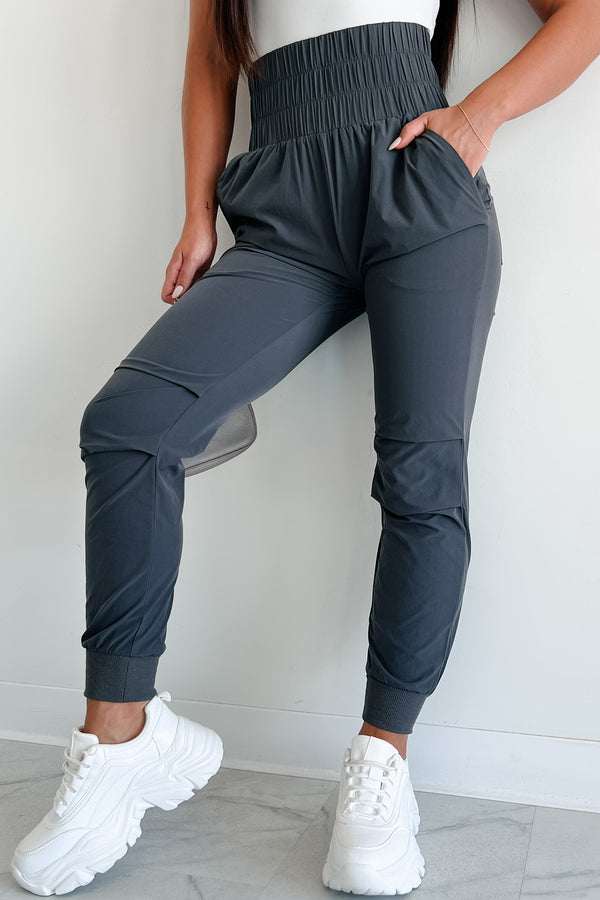 Thrill Of The Game High Waist Joggers (Charcoal) - NanaMacs