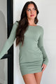 Wanna Be Loved Textured Knit Backless Mini Dress (Green) - NanaMacs