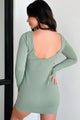 Wanna Be Loved Textured Knit Backless Mini Dress (Green) - NanaMacs