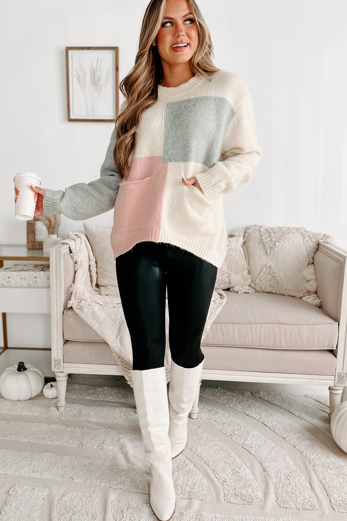 Any Time Now Colorblock Sweater (Mauve Combo) - NanaMacs