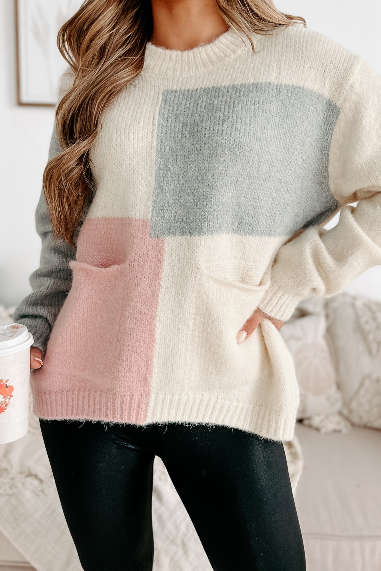 Any Time Now Colorblock Sweater (Mauve Combo) - NanaMacs
