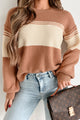 Fact Of The Matter Colorblock Sweater (Dusty Apricot) - NanaMacs