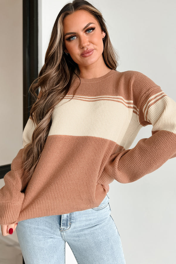 Fact Of The Matter Colorblock Sweater (Dusty Apricot) - NanaMacs