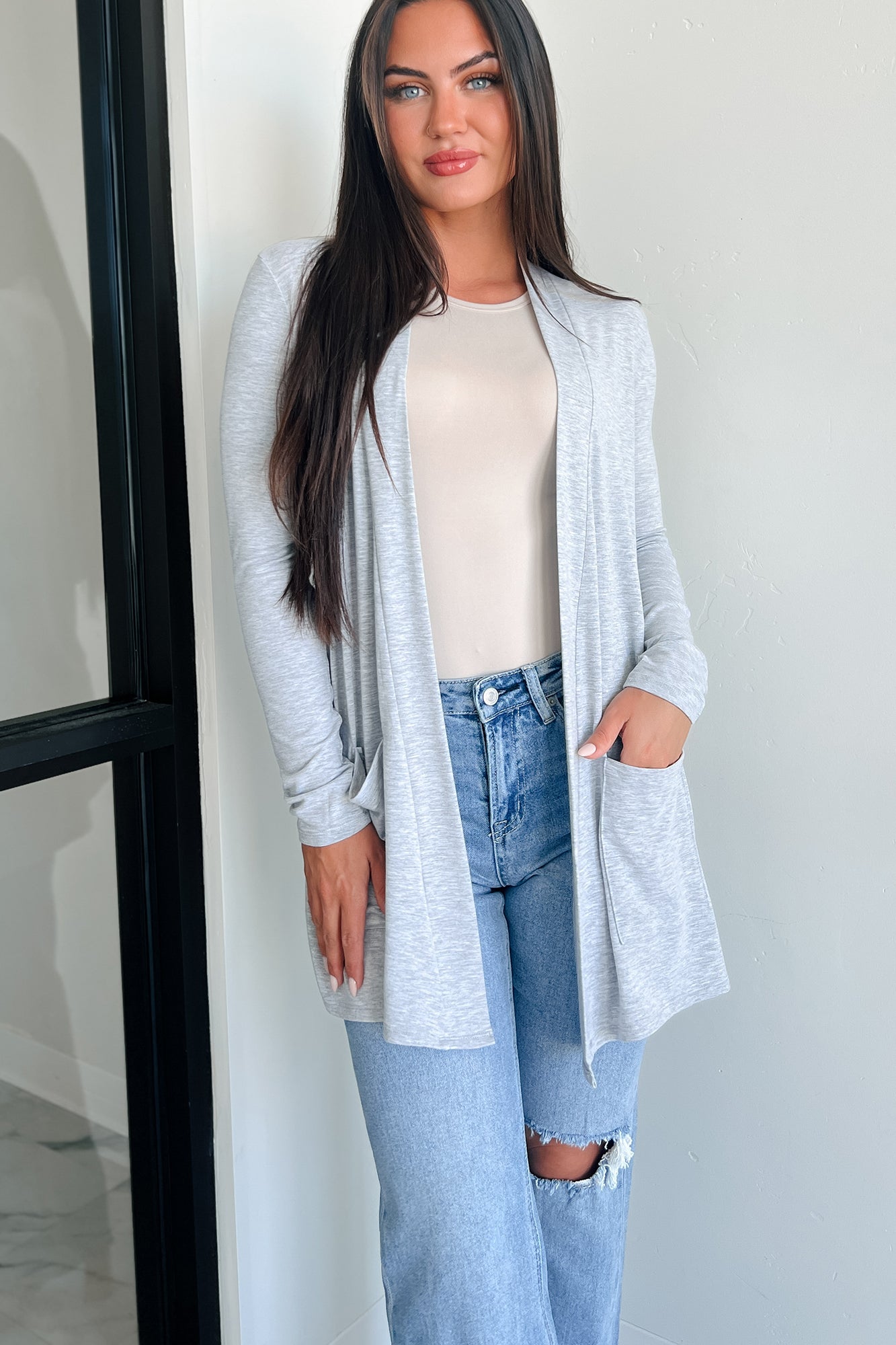 Keeping You Around Lightweight Zenana Cardigan (Heather Grey) - NanaMacs