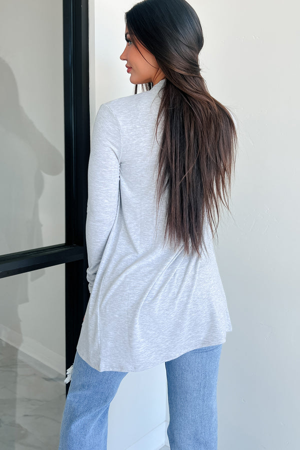 Keeping You Around Lightweight Zenana Cardigan (Heather Grey) - NanaMacs