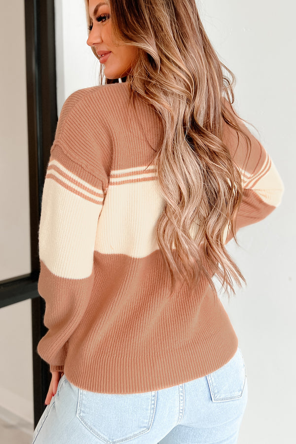 Fact Of The Matter Colorblock Sweater (Dusty Apricot) - NanaMacs