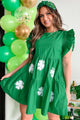 Aisling Sequin Clover Mini Dress (Green) - NanaMacs