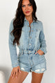 Centralia Long Sleeve Denim Romper (Medium Denim)