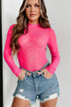 Making People Notice Mesh Rhinestone Bodysuit (Pink) - NanaMacs