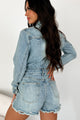 Centralia Long Sleeve Denim Romper (Medium Denim)