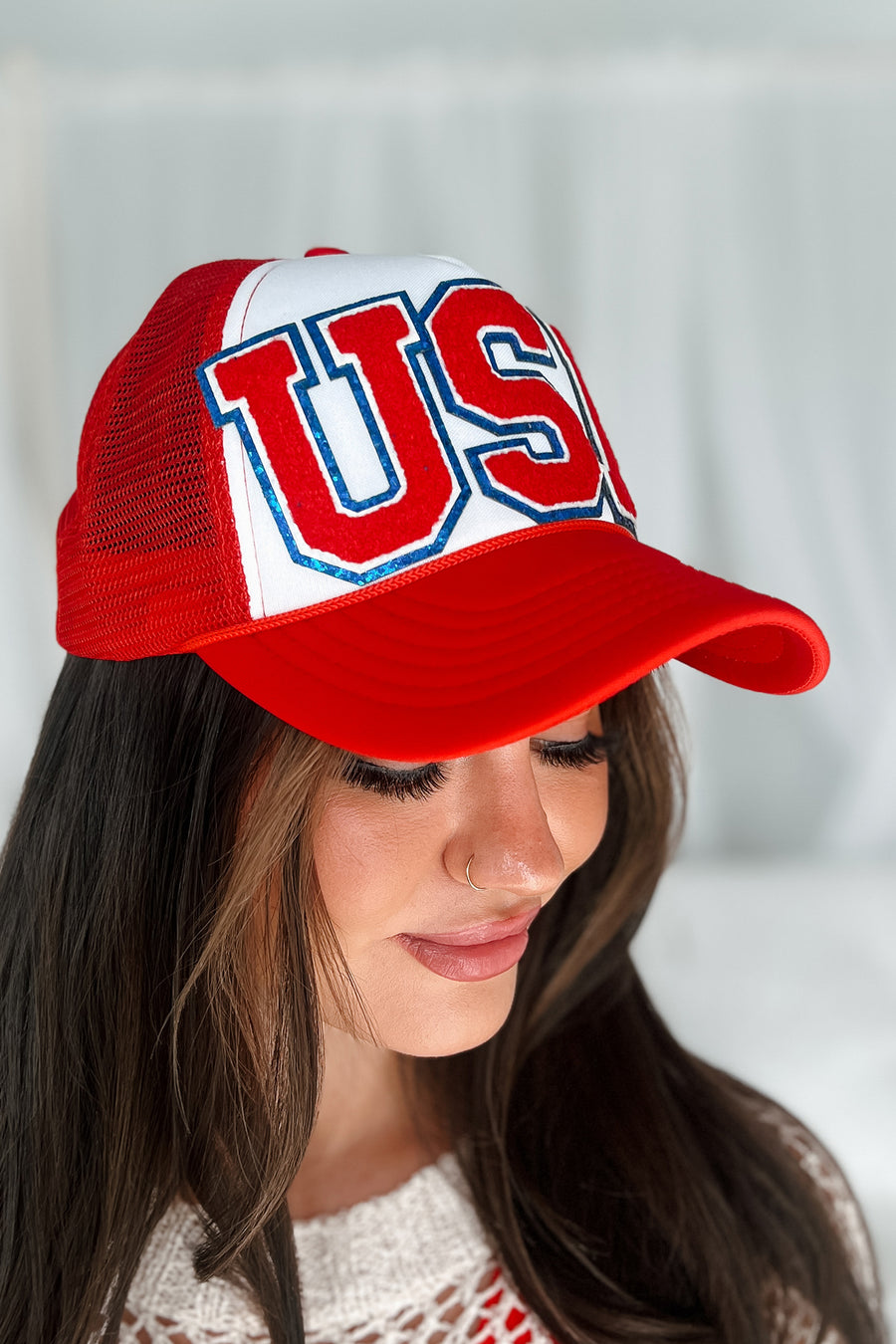 American Sweetheart "USA" Trucker Hat (Red/White) - NanaMacs