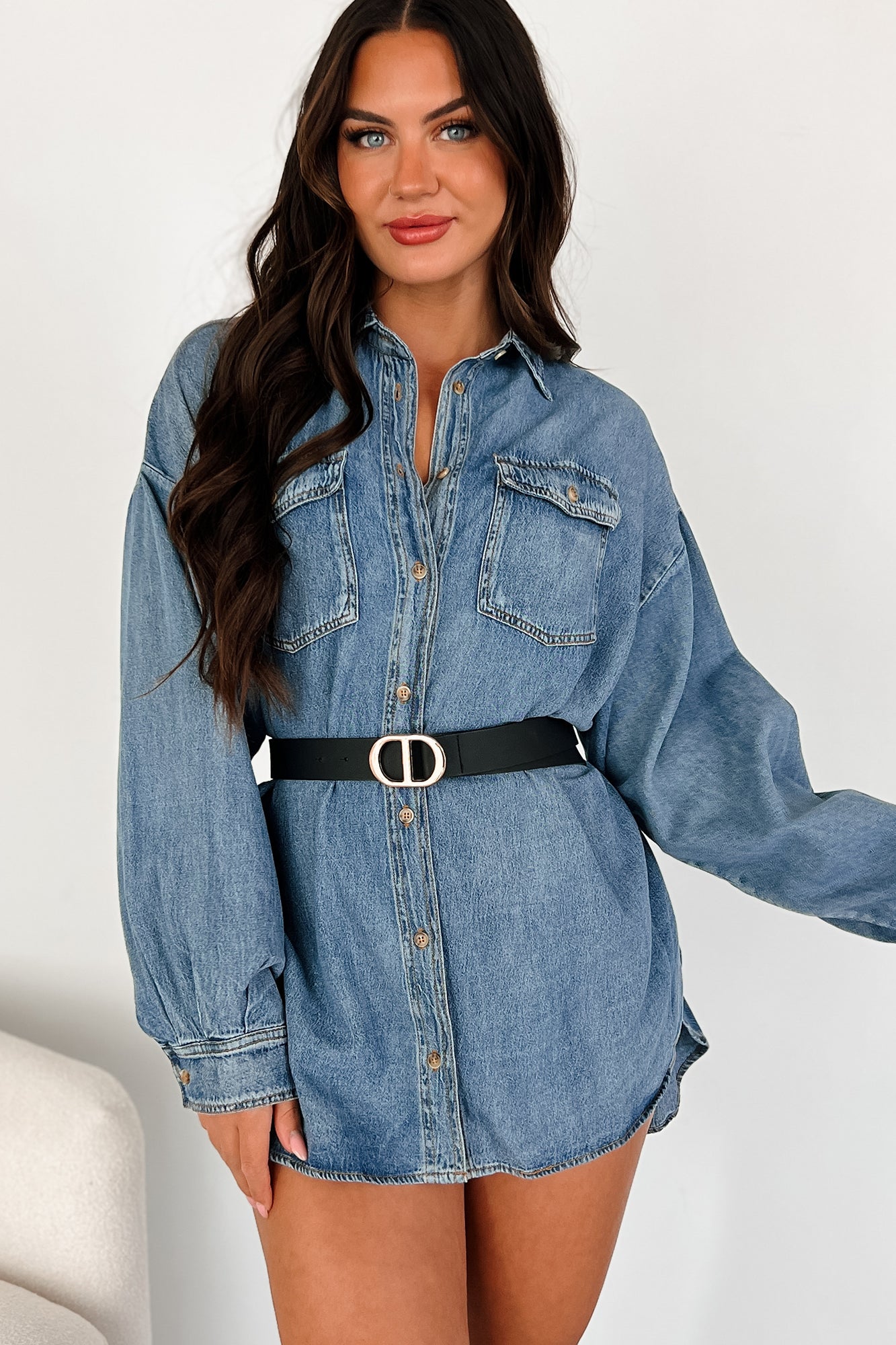 Dixon Oversized Denim Shirt (Dark Denim)