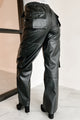 Suspiciously Stylish Faux Leather Cargo Pants (Black) - NanaMacs