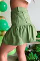 Janessa Drop Waist Denim Mini Skirt (Light Green) - NanaMacs