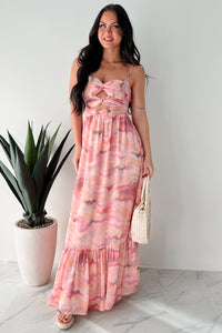 I Hope You Think Of Me Marble Printed Maxi Dress (Pink Multi) - NanaMacs